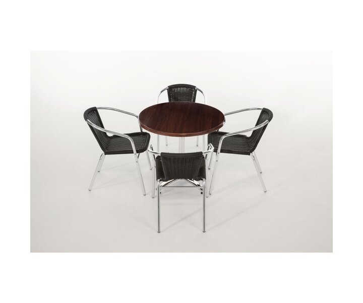 M&T Fauteuils en rotin noir et aluminium empilables