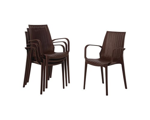 M&T Bistro side chair brown PP ratan