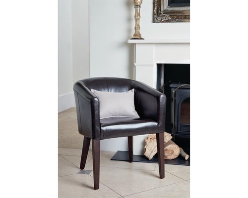 M & T  Tub armchair brown PU leather