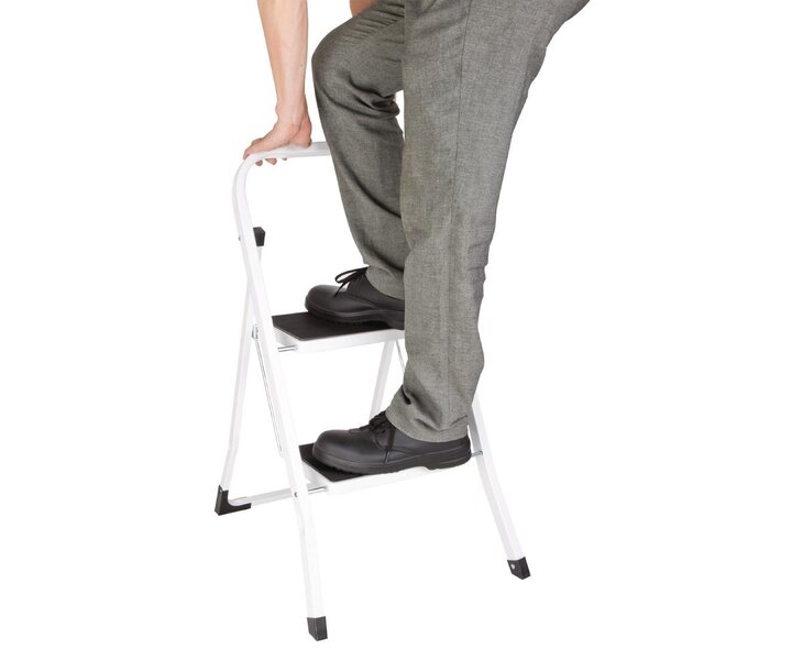 M&T Foldaway step stool made from durable sturdy steel with 2 treads.