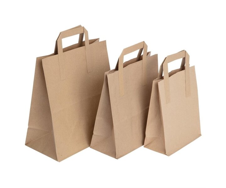 FIESTA GREEN Recycled Brown Paper Carrier Bags  small (Pack of 250)