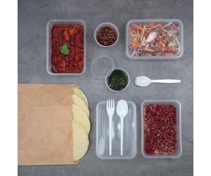 FIESTA GREEN Plastic microwavable containers 100 cl  with lid (Pack of 250)