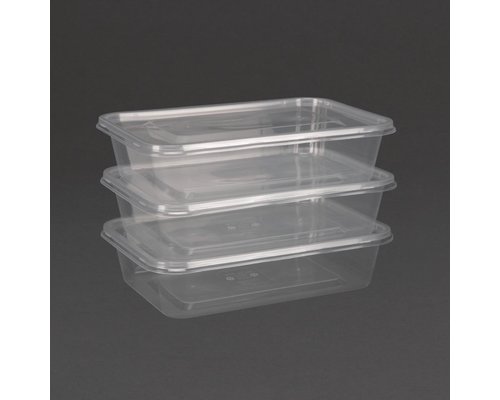 FIESTA GREEN Plastic microwavable containers 100 cl  with lid (Pack of 250)