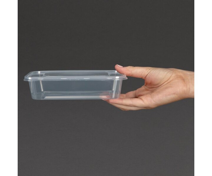 FIESTA GREEN Plastic magnetron bakje  met deksel  65 cl verpakking 250 stuks