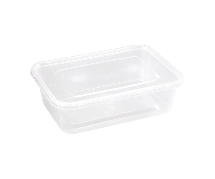 FIESTA GREEN Plastic magnetron bakje  met deksel  50 cl verpakking 250 stuks