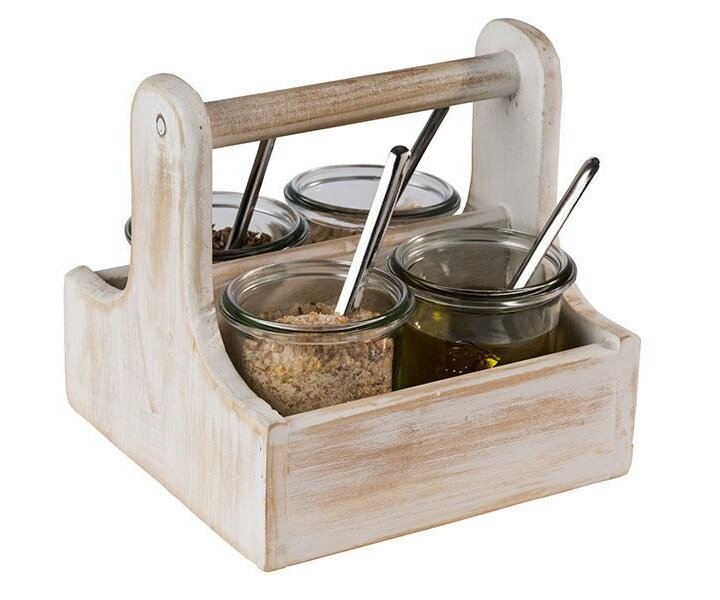 M&T Caddy de table en bois de pin finition vintage