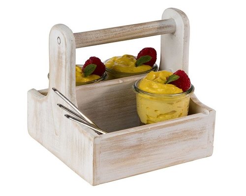 M&T Caddy de table en bois de pin finition vintage