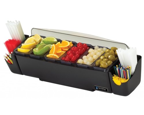 SAN JAMAR  Porte conditments à 5 bacs avec couvercle coulissant