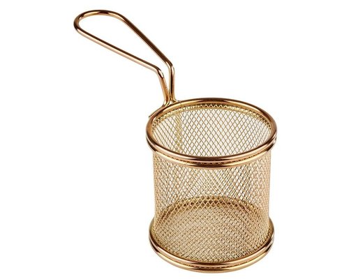 M & T  Frying & serving basket gold color round shape