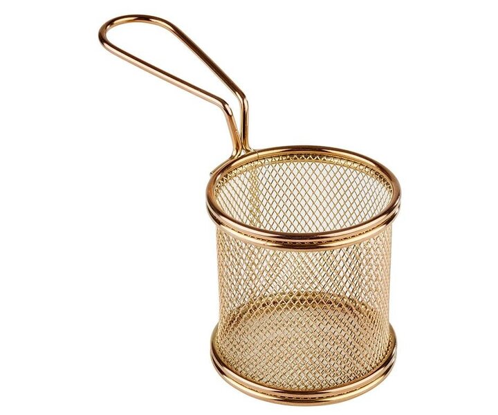M&T Frying & serving basket gold color round shape