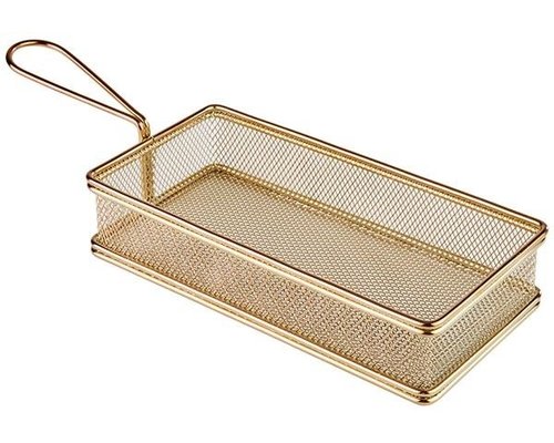 M & T  Frying & serving basket gold color rectangular shape