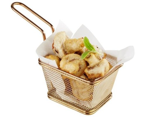 M & T  Frying & serving basket gold color rectangular shape