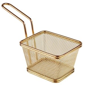 M & T  Frying & serving basket gold color rectangular shape