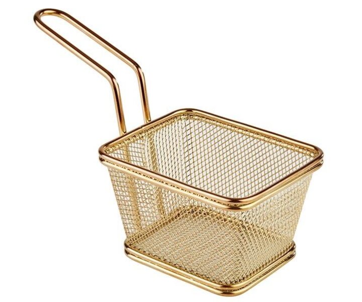 M&T Friet- snackmandje goudkleurig rechthoekig model