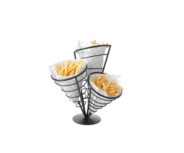 M&T Support pour 3 paniers à frites et snacks  finition noire