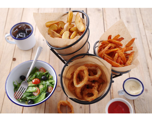 M&T Support pour 3 paniers à frites et snacks  finition noire