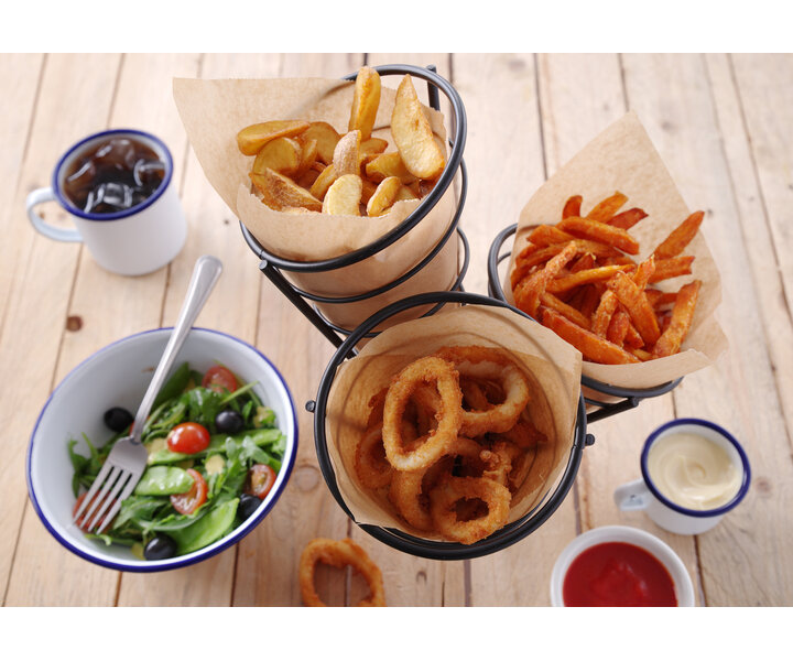 M&T Support pour 3 paniers à frites et snacks  finition noire