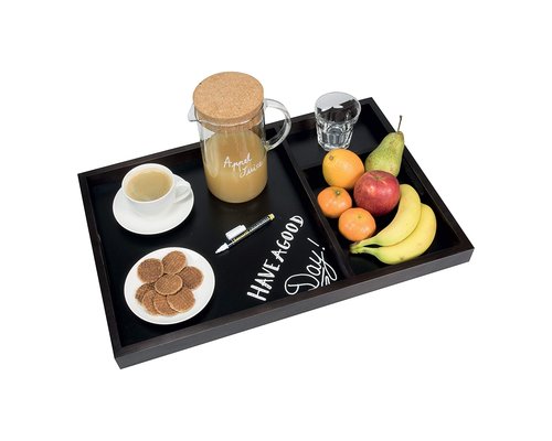 M & T  Serving tray 3 compartiments wood / chalkboard 61 x 40 x 3,8 cm