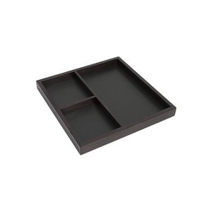 M & T  Plateau de service 3 compartiments en bois /  fond ardoise  40 x 40 x 3,8 cm