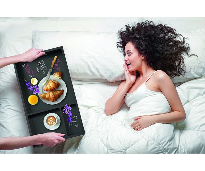 M&T Serving tray 3 compartiments wood / chalkboard 40 x 40 x 3,8 cm