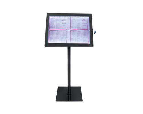 M & T  Menu stand footed 4 x Din A4 with LED lightning