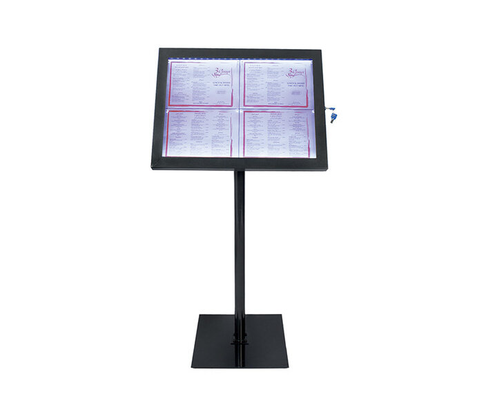 M&T Porte menu sur pied 4 x Din A4 avec éclairage LED