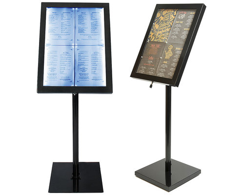 M & T  Menu stand footed 4 x Din A4 with LED lightning