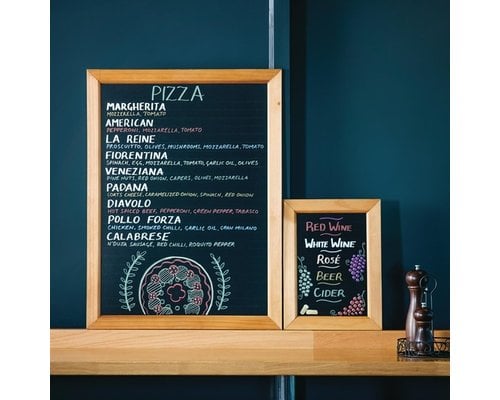 M&T Krijtbord melamine schrijfbord met houten lijst 60 x 45 cm