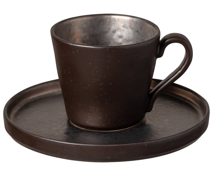 COSTA NOVA  Koffie /thee tas 21 cl & schotel Lagoa Metal Black