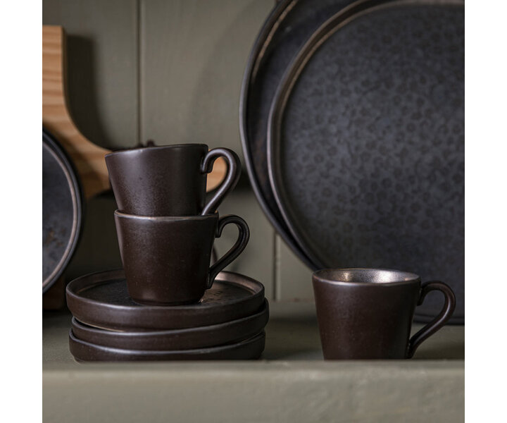 COSTA NOVA  Koffie /thee tas 21 cl & schotel Lagoa Metal Black