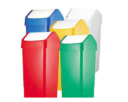 SYR  Afvalbak met schommeldeksel  50 liter wit /rood