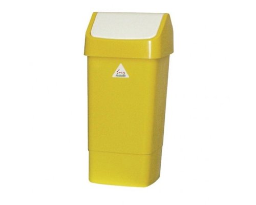 SYR  Poubelle à couvercle battant  50 litres blanche  / jaune