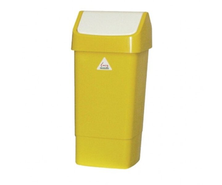 SYR  Poubelle à couvercle battant  50 litres blanche  / jaune