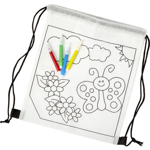 M & T  Backpack for childrens non woven for coloring included. 4 felt-tip pens