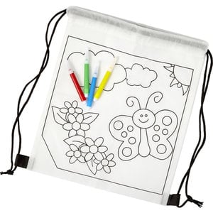 M & T  Sac à dos pour enfants en non tissé à colorier inclus. 4 feutres