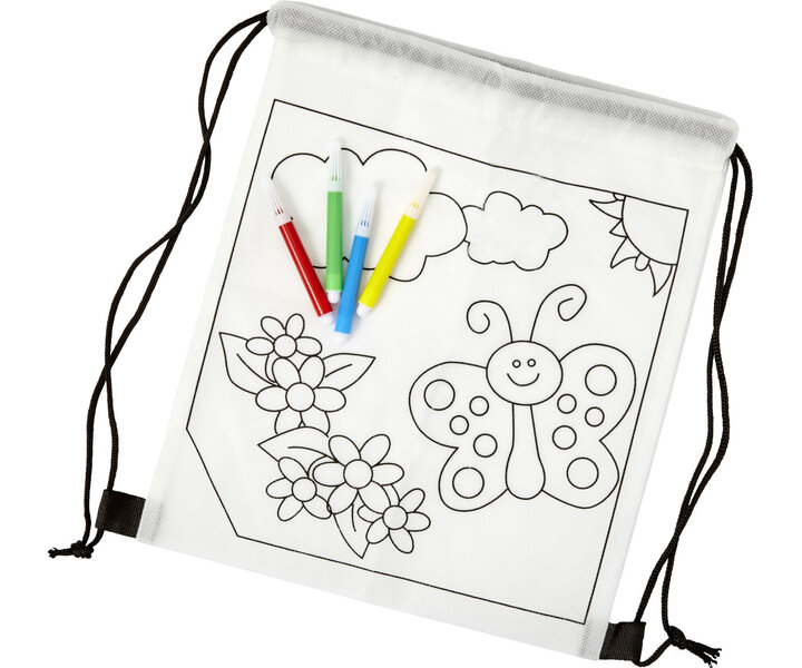 M&T Sac à dos pour enfants en non tissé à colorier inclus. 4 feutres