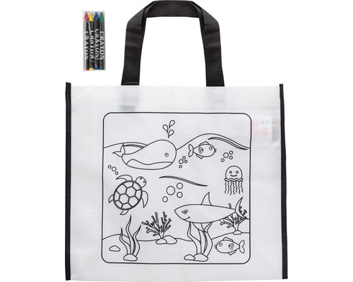 M&T Sac pour enfants en non tissé à colorier inclus. 4  crayons de cire