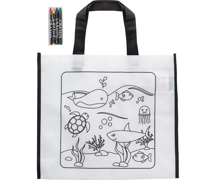 M&T Children bag non woven for coloring included. 4 wax pens