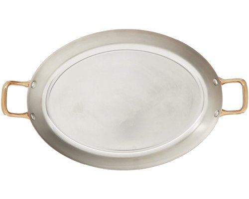 DE BUYER  Oval Chefs Fry Pans outside, copper 90 %  inside stainless steel 10 % Dim. 36 x 26 cm