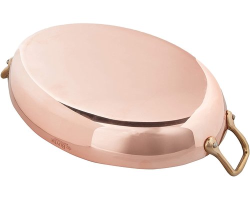 DE BUYER  Oval Chefs Fry Pans outside, copper 90 %  inside stainless steel 10 % Dim. 36 x 26 cm