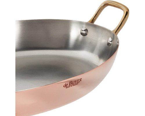 DE BUYER  Oval Chefs Fry Pans outside, copper 90 %  inside stainless steel 10 % Dim. 36 x 26 cm