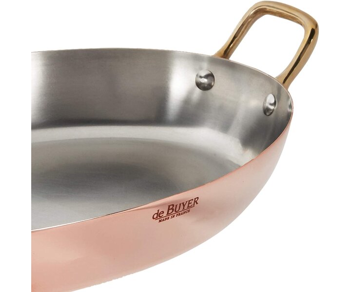 DE BUYER  Ovale schotel  buitenzijde  koper 90 %  binnenzijde rvs 10%    Afm. 36 x 26 cm