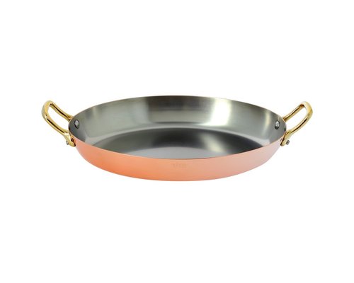 DE BUYER  Oval Chefs Fry Pans outside, copper 90 %  inside stainless steel 10 % Dim. 32 x 23 cm