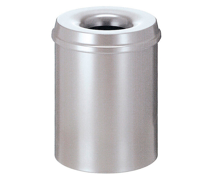 M&T Corbeille à papier avec couvercle anti-feu15 litre argent