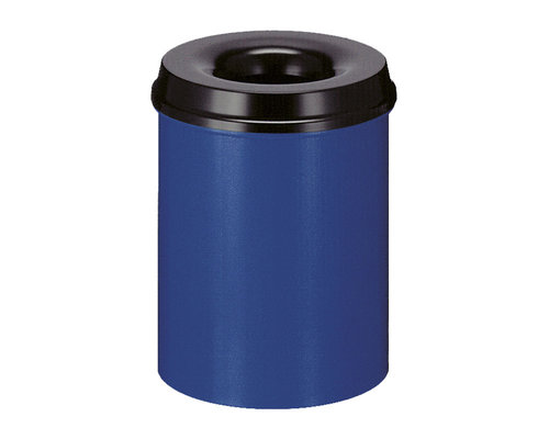 M & T  Corbeille à papier avec couvercle  anti-feu 15 litre bleu & noir