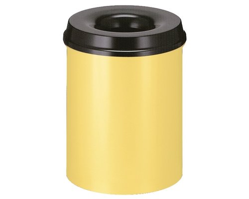 M&T Corbeille à papier avec couvercle  anti-feu 15 litre  jaune & noir