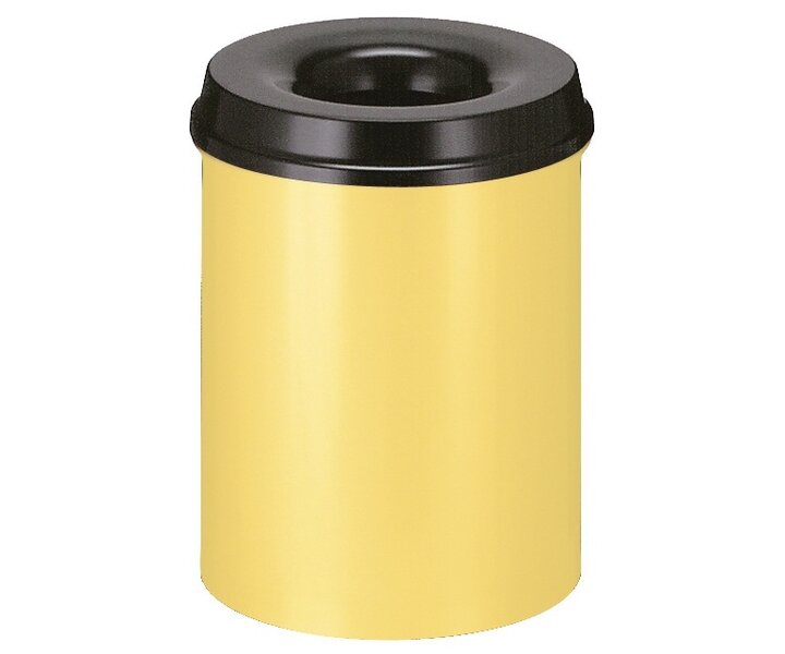 M&T Corbeille à papier avec couvercle  anti-feu 15 litre  jaune & noir