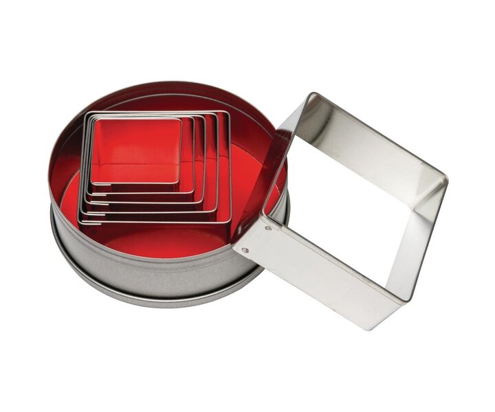 M&T Box with 6 square plain pastry cutters