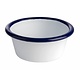 M & T  Pot à sauce modèle bas 8 cl acier émaillé blanche avec bord  couleur bleu