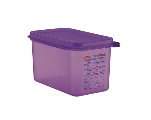 ARAVEN  Food container with lid GN 1/4  purple allergen polypropylene